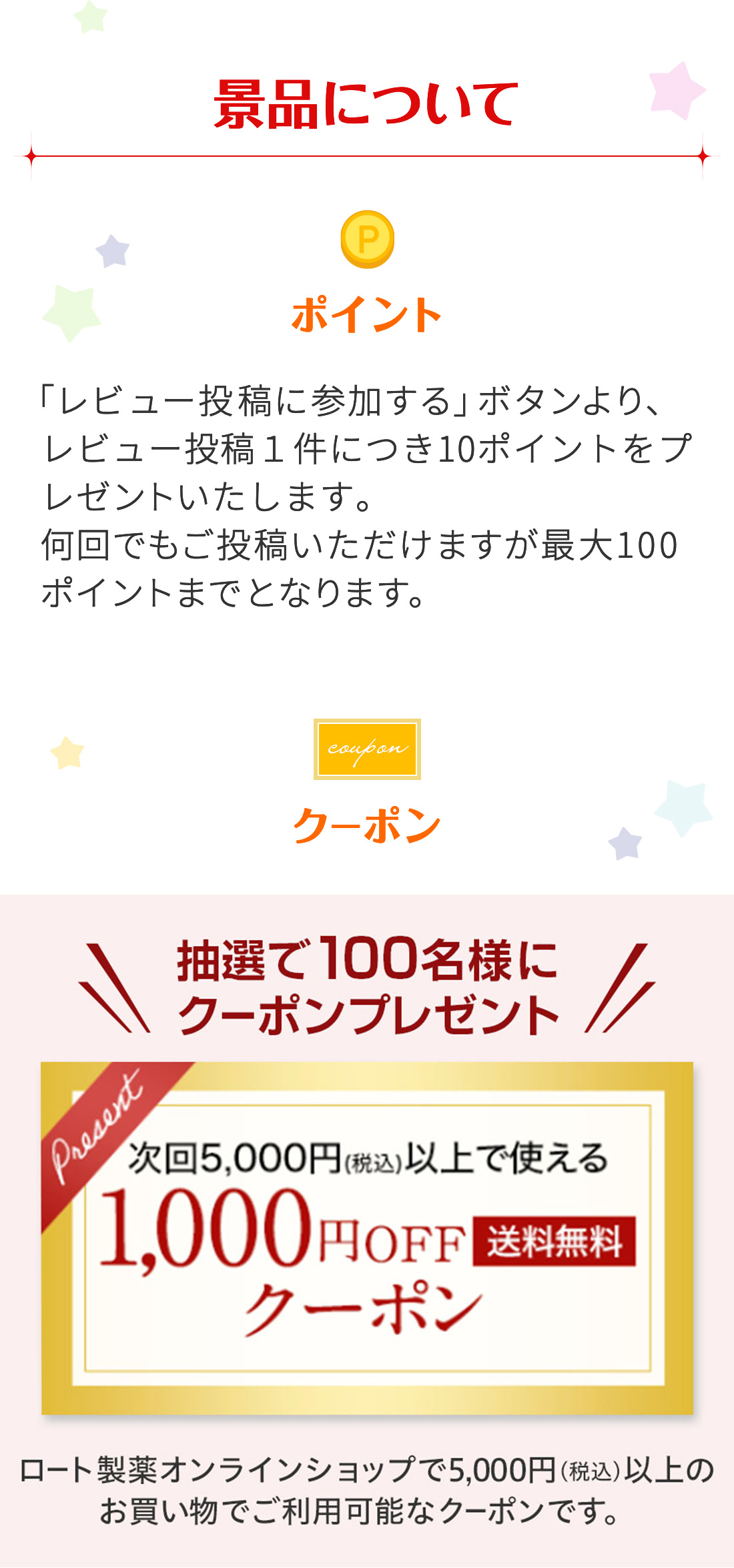 景品について